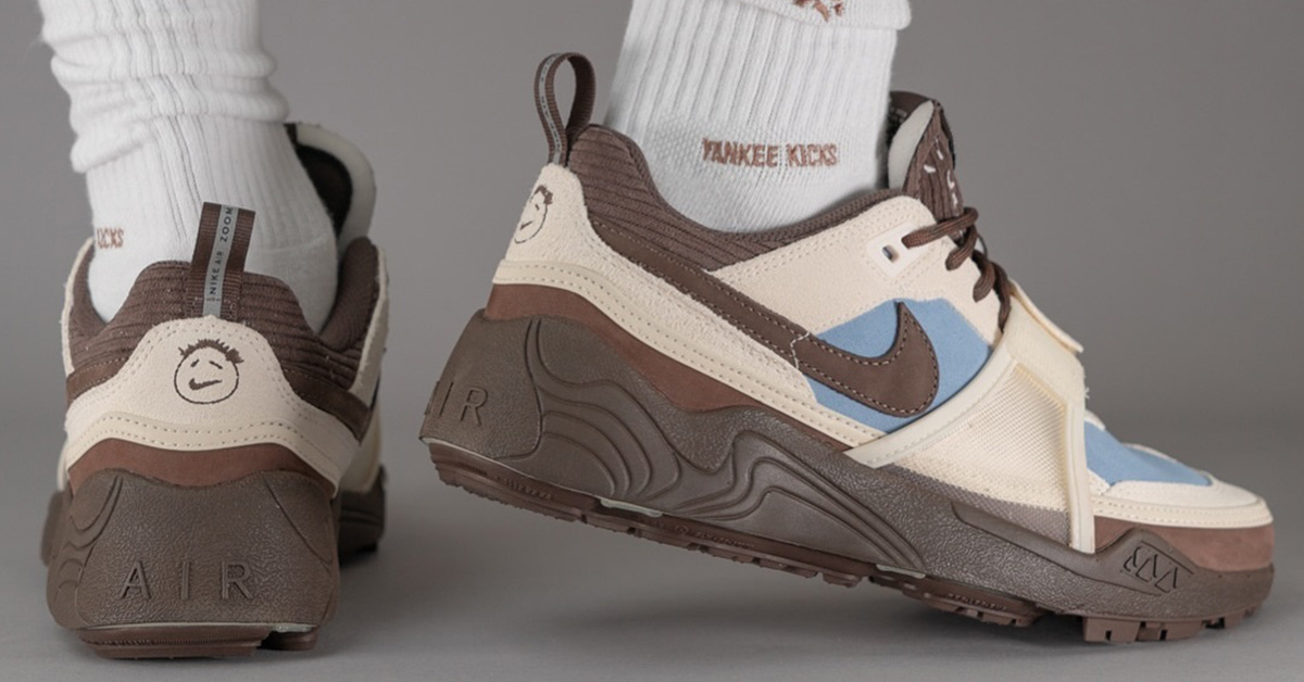 Travis Scott und feet nike präsentieren den Zoom Field Jaxx "Leche Blue"